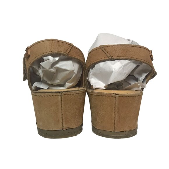 El Naturalista Wedge Sandal Tan Leather Closed Toe Womens Size 8/38 - Picture 6 of 10
